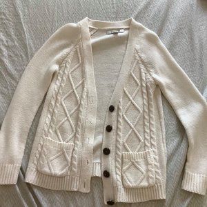 Chunky White Cable Knit Cardigan